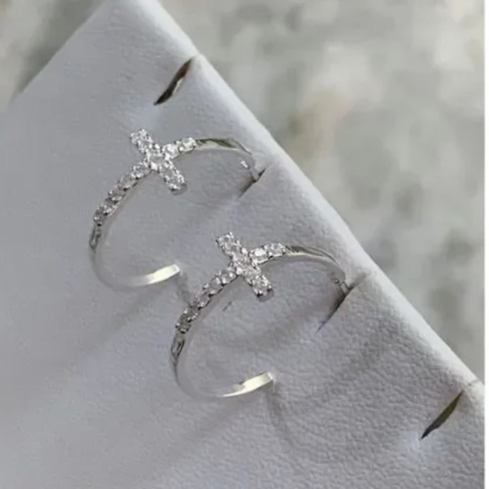 .925 Cross Hoop Sterling Silver Earrings #faith #bible